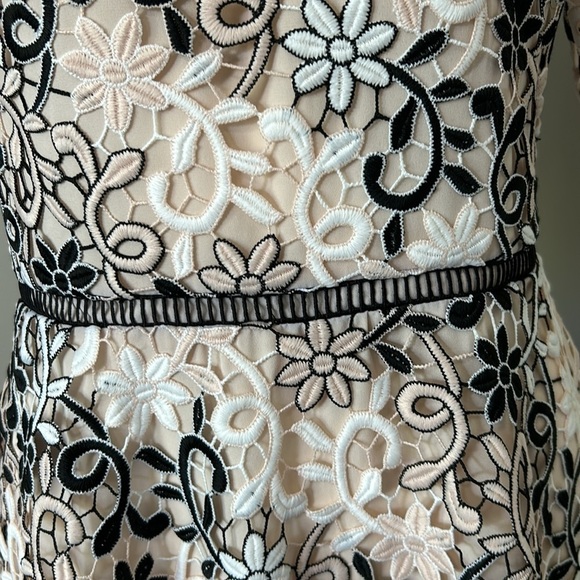 Shoshanna Lupe Guipure Lace Dress Flutter Short Sleeve Anthro Sz 4 Pale Pink NEW - Picture 6 of 16